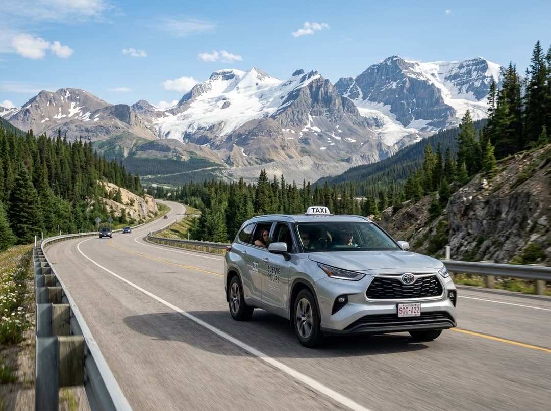Outstation taxi travel on scenic open highway